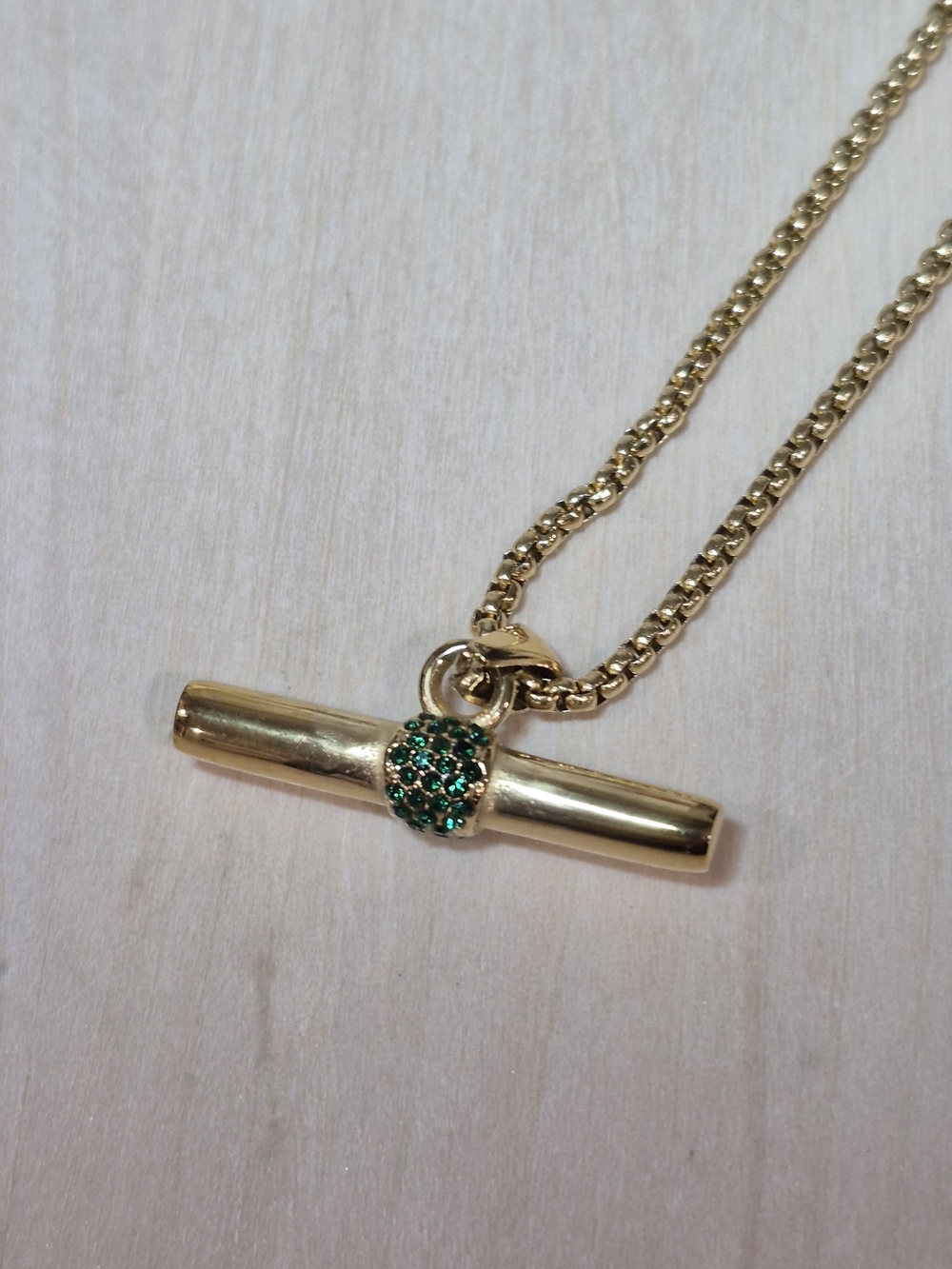 ππNEWππ STUNNING!! 18KT Over Stainless Steel CZ T-Bar Necklace - Picture 10 of 16